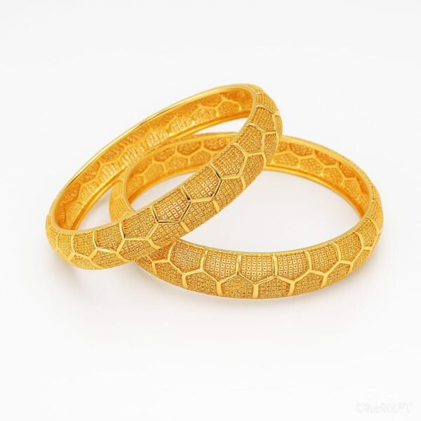 Indian Gold Polished Netted Bangles