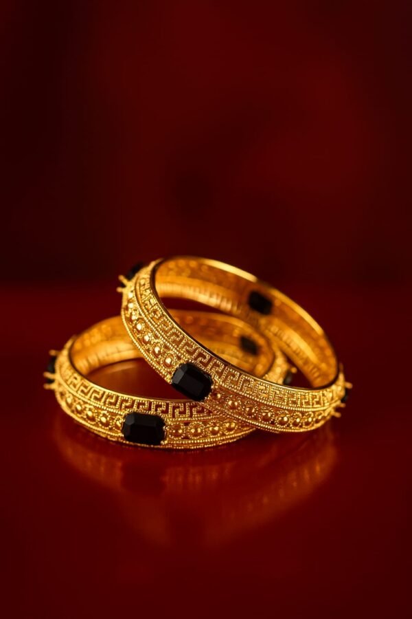 Indian Gold Polished Netted Bangles