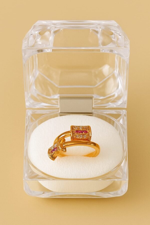 Gold Polished Double Square Knot Ring