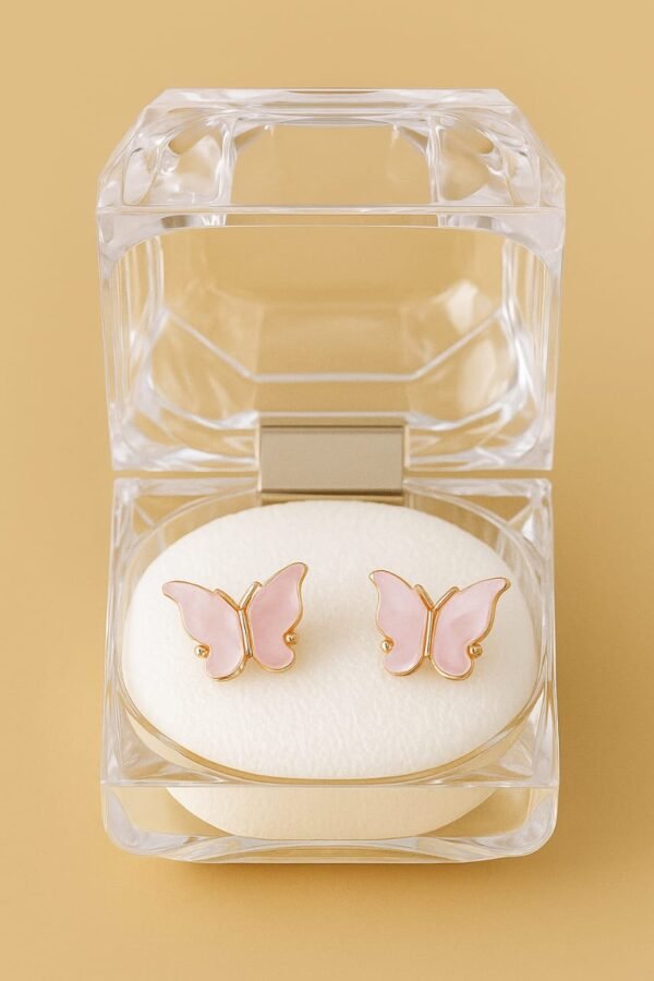 Pastel Pink Butterfly Stud Earrings