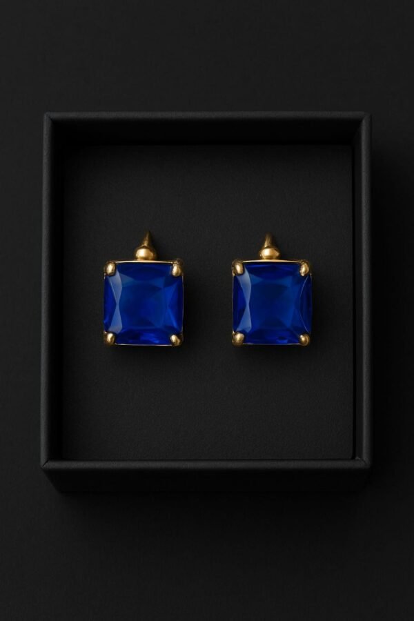 Royal Sapphire Square Stud Earrings
