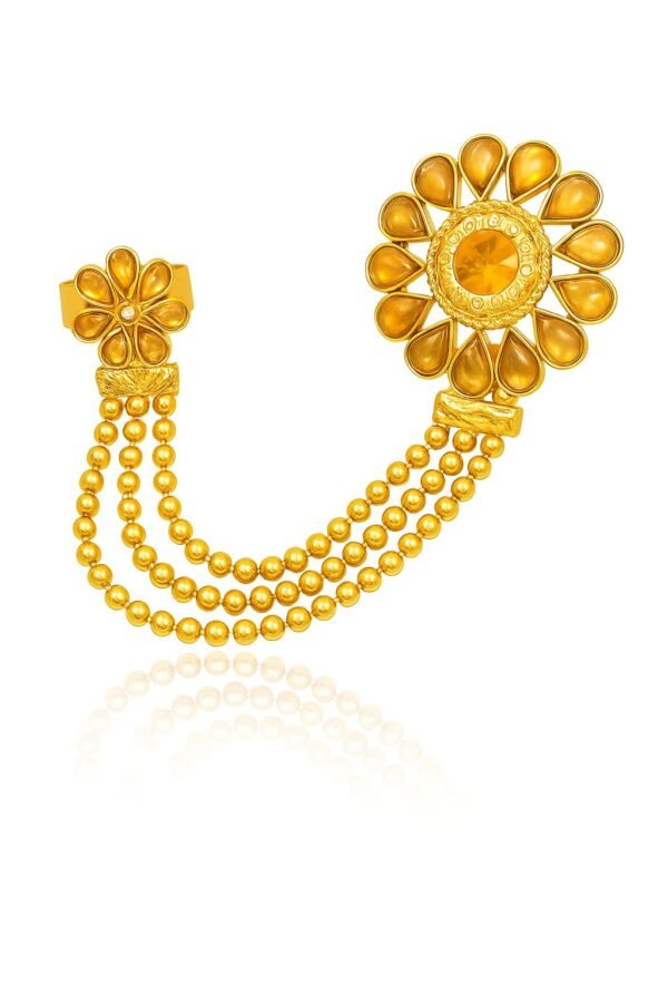 Gold polished kundan Floral Doangla Rings