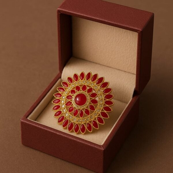Radiant Red Sunburst rubi tone stone Cocktail Ring