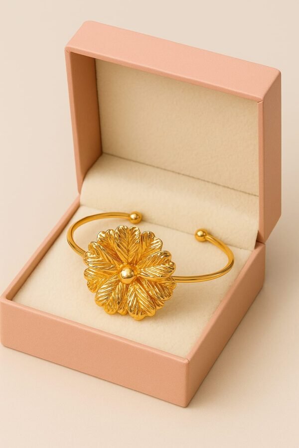 Gold Polished Floral Petal Handcuff
