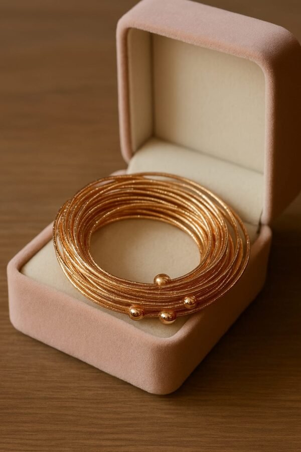 Gold Polished Twisted wire coil Bangles
