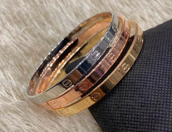 Stainless Steel Screw-Accent Bangle Set