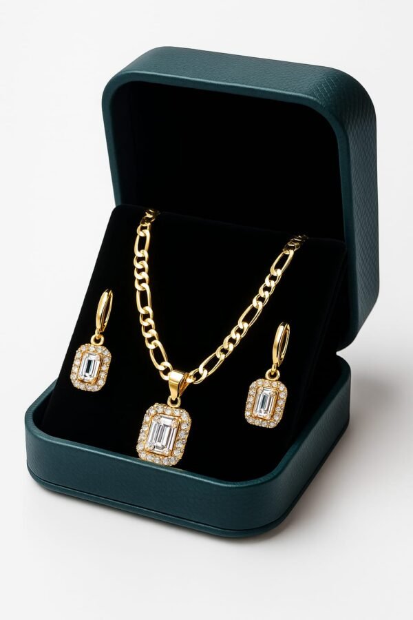 Regal Halo Crystal Pendant & Earring Set