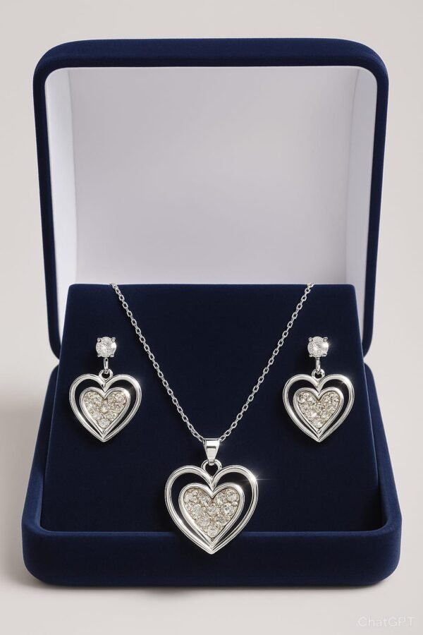 Evelyn Crystal Heart Pendant & Earring Set
