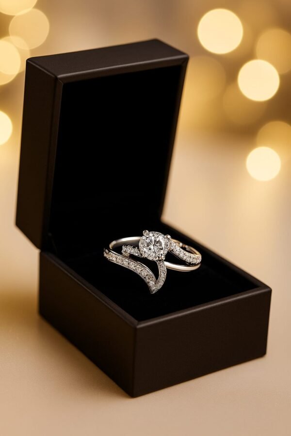Twisted Pavé Halo Ring Set