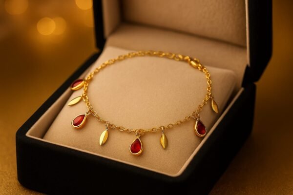 Scarlet Teardrop Charm Anklet