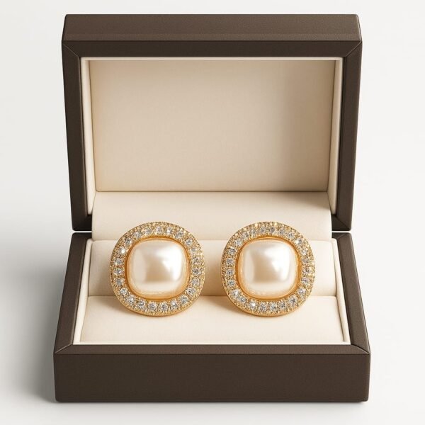 Pearl Halo Cluster Earrings