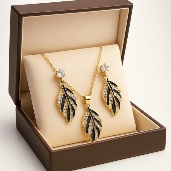 Aurelle Leaf Pendant & Earring Set