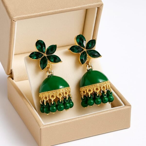 traditional Pestal Crystals Floral Jhumka's