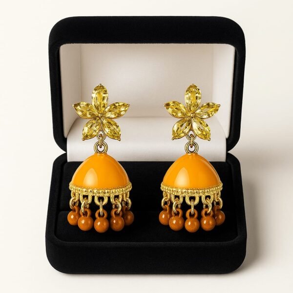 Traditional Pestal Crystals Floral Jhumka's