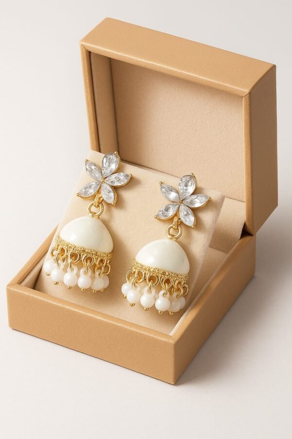 Traditional Pestal Crystals Floral Jhumka's