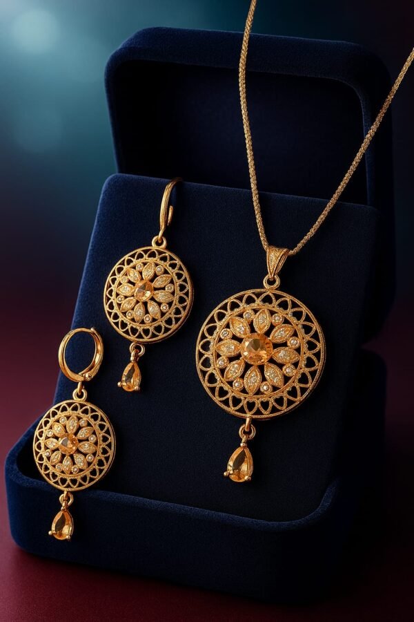 Midnight Medallion Fillgree Pendant Set