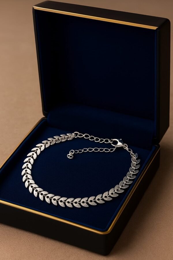 Leaf-Link Sterling Stainless Steel Bracelet