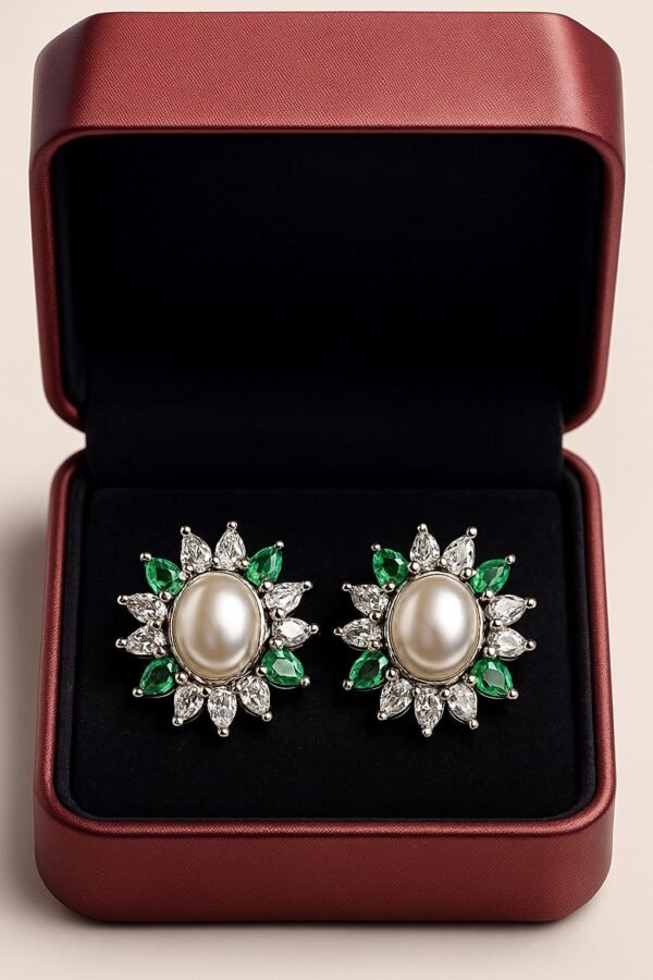 Pearl Halo Sunburst Stud Earrings