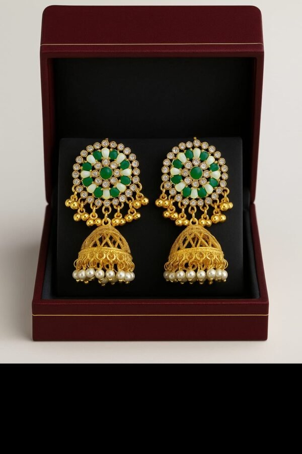 Royal Filigree Jhumka's with Gemstone Accents