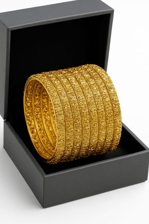 Indian Gold Polished Cluster Bangles Set
