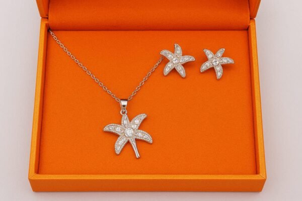 Dazzling Star Fish Crystal Necklace & Earrings Set