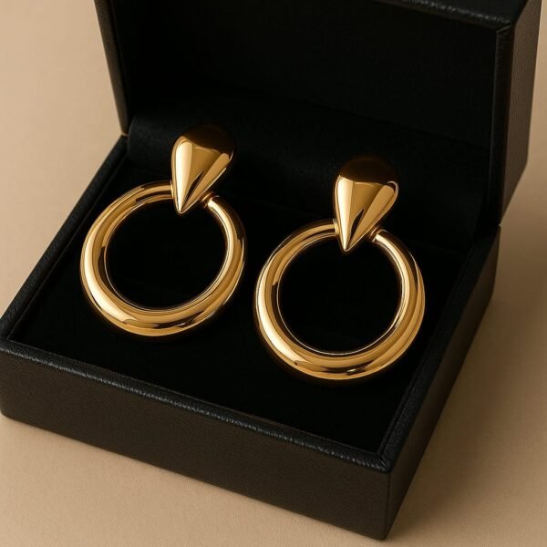 Bold Gold-Tone Stainless Steel Hoop Earrings