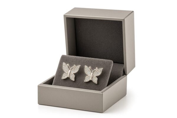 Delicate Silver-Tone Butterfly Ear-Tops