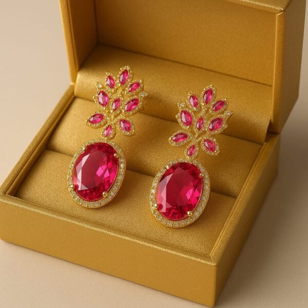 Handmade Pink Crystal Drop Earrings