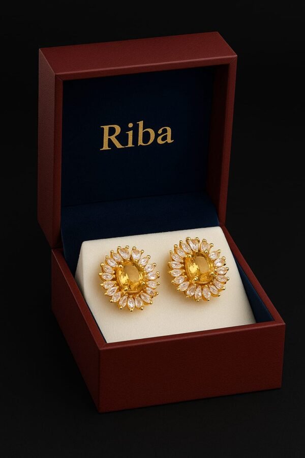 Elegant Gold-Polished Sunburst Stud Earrings