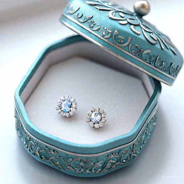 Sunbrust Silver Crystals American Tone Zarcon Ear-Studs