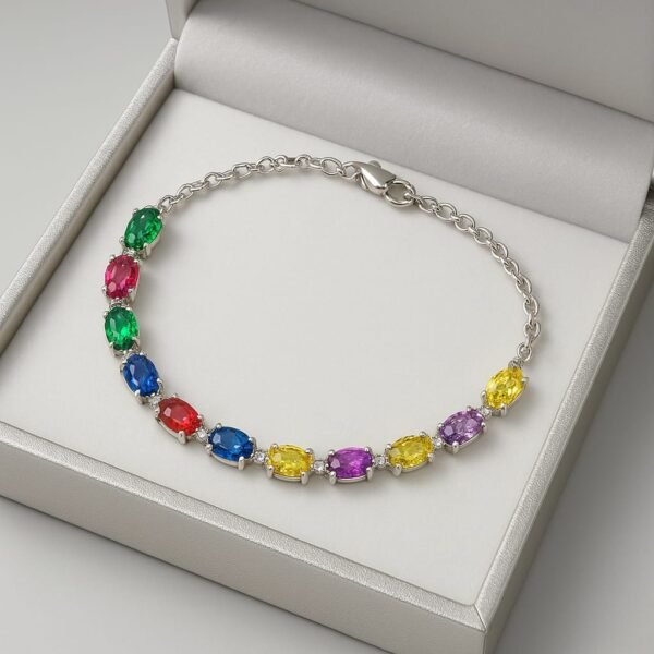 Rainbow Crystal Gems Soft Chain Bracelet