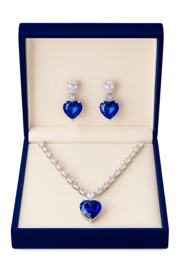 Heart Shaped Crystal Pendant with Elegant Earring