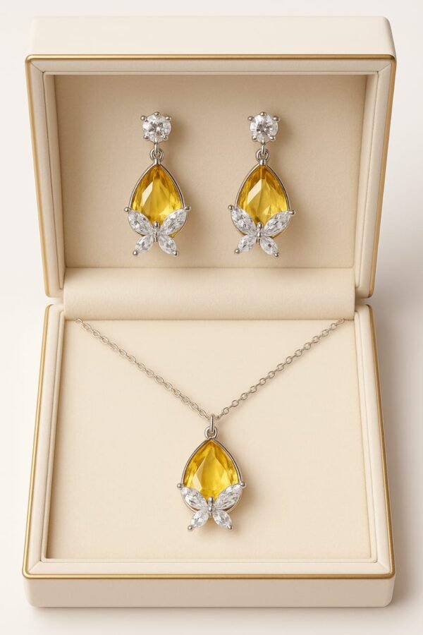 Teardrop Floral Pendant & Earring Set